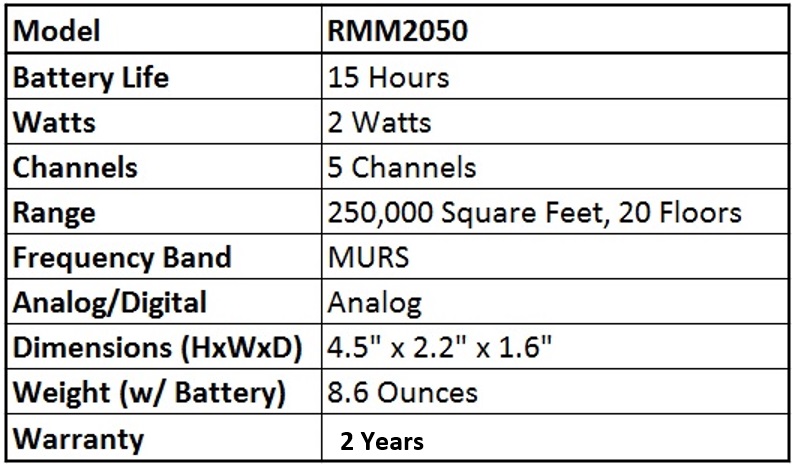 Motorola RMM2050 Watt Channel VHF Two Way Radio
